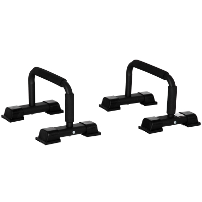 HOMCOM Barras Paralelas em Aço com Base Antiderrapante e Pegas Acolchoadas para Treino de Fitness 36x25x20 cm Preto