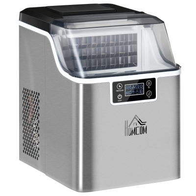 HOMCOM Compact Ice Machine 3.2L LCD Screen Silver-Tone