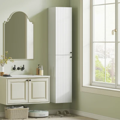HOMCOM Wall-Mounted Bathroom Cabinet 2 Doors White