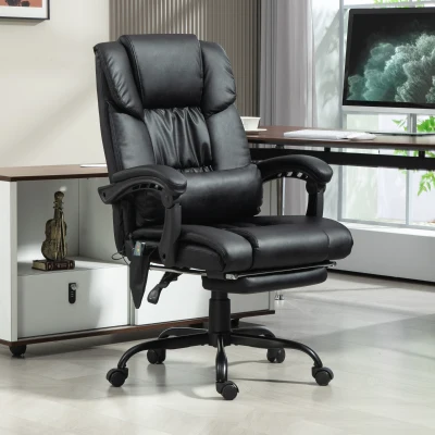 Vinsetto Cadeira de Escritório com Massagem de 6 Pontos Encosto Alto Reclinável Apoio para Pés e Controlo Remoto 66x75x112-122 cm Preto