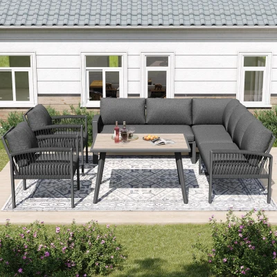 Set da giardino per 8 persone, Grigio
