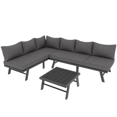 Juego de Muebles de Jardín para 5-6 Personas con 2 Sofás de 3 Plazas 1 Mesa Incluye 7 Cojines Grises Gris