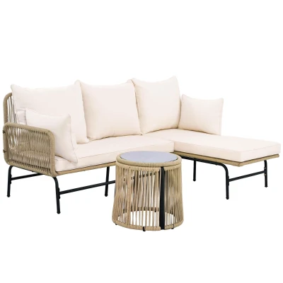 Set da giardino con struttura in ferro, Beige