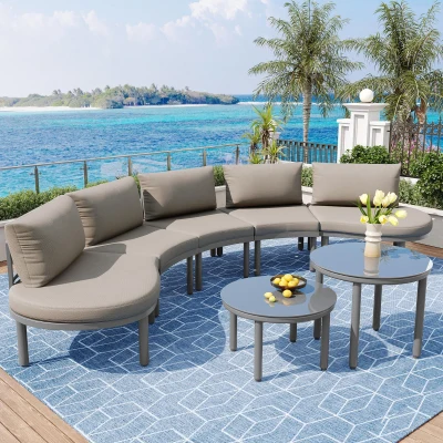 Set di mobili da giardino 5 posti, Grigio