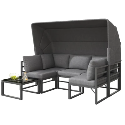 Set di mobili da giardino a 4 pezzi, Grigio
