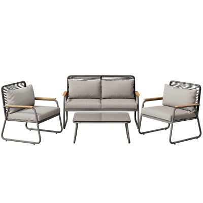 Set da giardino per 4 persone, Grigio