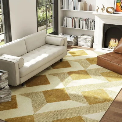 HOMCOM Tappeto Moderno Ipoallergenico e Lavabile 230x160cm Giallo