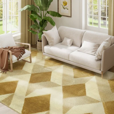 HOMCOM Tappeto Moderno Ipoallergenico e Lavabile 230x160cm Giallo