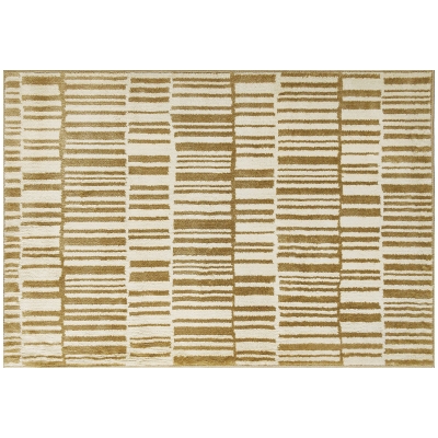 HOMCOM Alfombra Salón 170x120 cm Lavable en Lavadora Pelo Corto Estilo Moderno Tapete para Sala de Estar Dormitorio Crema