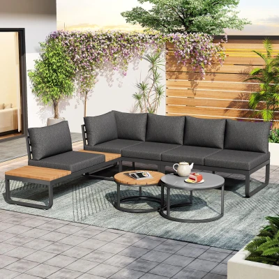 Ensemble de meubles de jardin pour 4-5 places assises, Gris