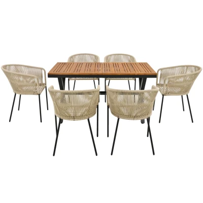 Set da pranzo da giardino a 7 pezzi, Beige