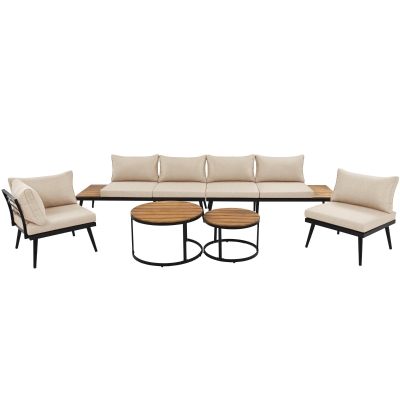 Set di poltrone da giardino per 5-6 persone, Beige