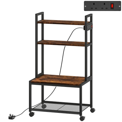 HOMCOM 4-Tier Printer Stand with Wheels Rustic Brown