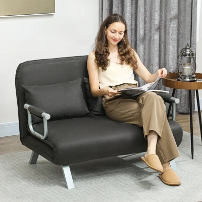 HOMCOM 2-Seater Click-Clack Sofa Bed Charcoal Grey