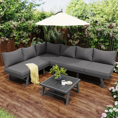 Ensemble de meubles de jardin pour 5-6 personnes, Gris