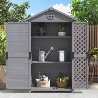 Capanno per mobili da giardino in legno, Grigio
