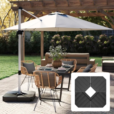 Outsunny Set 4 Mattonelle per Ombrellone a Sbalzo Riempibili Nero