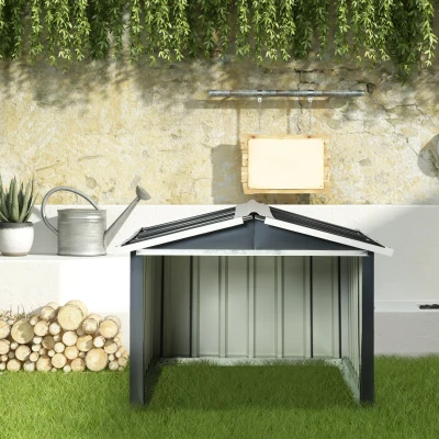 Outsunny Metalen schuur voor robotmaaier, roestvrij, 86 x 100 x 63 cm, Donkergrijs