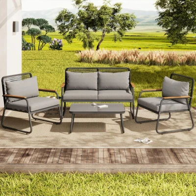 Set da giardino per 4 persone, Grigio