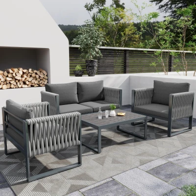 Ensemble de fauteuils de jardin, Gris