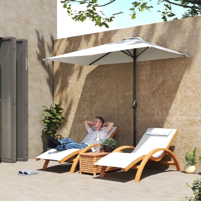 Outsunny Ombrellone da Parete Mezzaluna con Manovella Crema