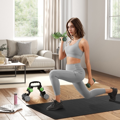SPORTNOW Dumbbells Set with Rack, 1kg-5kg, Green