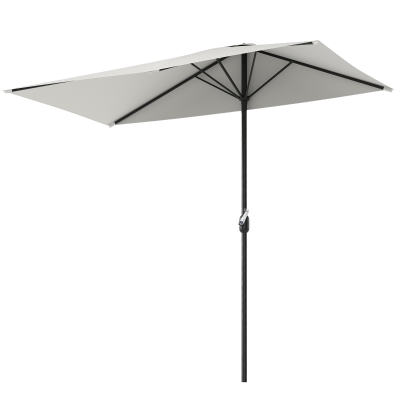 Outsunny Sombrilla Rectangular 230x130x245 cm Parasol para Pared Media Sombrilla con Manivela Protección UV 30+ Impermeable Sombrilla para Balcón Terraza Jardín Crema