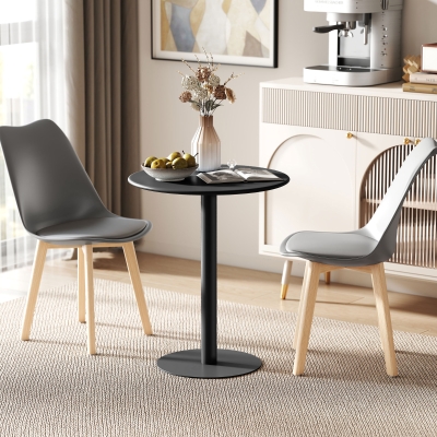 HOMCOM Mesa de Comedor Redonda para 2 Personas Mesa de Cocina de Acero para Interior y Exterior Ø60x72 cm Negro