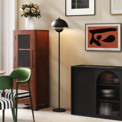 HOMCOM Lámpara de Pie para Salón Moderna con Pantalla de Cuenco Interruptor de Pie Casquillo E27 Sin Bombilla Ø30x155 cm Negro