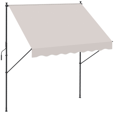 Outsunny Toldo Manual Retráctil 200x175x210-310 cm Ajustable con Manivela Protección Solar UV40+ para Balcón Terraza Crema