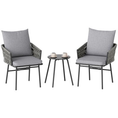 Outsunny Set da Bistrò in Rattan 58cm x 63cm x 69cm Grigio