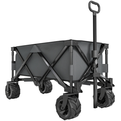 Outsunny Chariot Pliable 70kg Poignée Télescopique Gris Foncé
