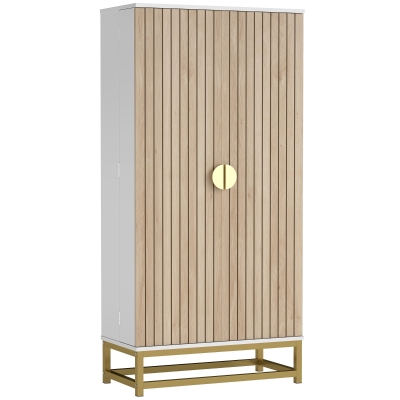 HOMCOM Armoire de cuisine meuble cuisine rangement avec 12 étagères à portes, étagères ajustables, 58x29x119,5cm, blanc
