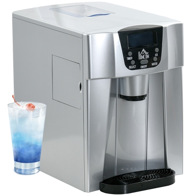 HOMCOM Ice Maker Counter Top 3L Silver, Adjustable Size