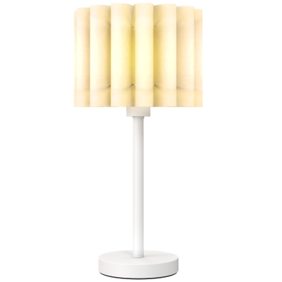 HOMCOM Bureaulamp in retrostijl, Nachttafellamp, Kunststof kap, Knopschakelaar, Wit