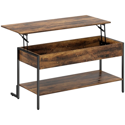 HOMCOM Lift-Top Coffee Table with Storage Rustic Brown