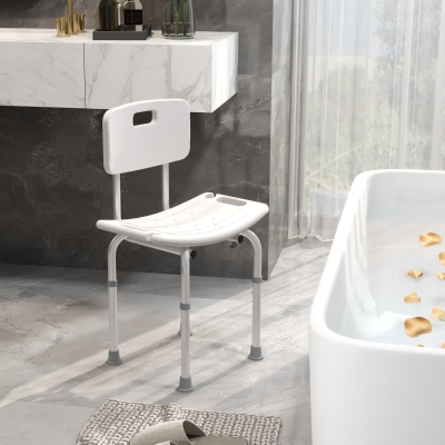 HOMCOM Bath Chair Shower Stool Safety Seat Bathroom Adjustable Positions Elderly Aids