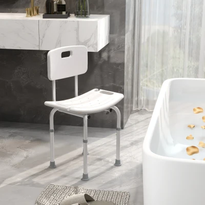HOMCOM Bath Chair Shower Stool Safety Seat Bathroom Adjustable Positions Elderly Aids