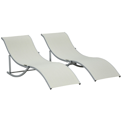 Outsunny 2 Bains de Soleil Pliables Aluminium Beige Extérieur