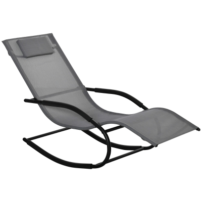 Outsunny Rocking Chair Gris Textilène Métal Ergonomique