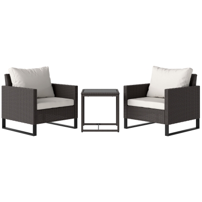 Outsunny 3-Piece Rattan Bistro Set with Cushions Brown