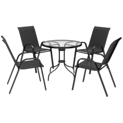 Garden Table and Chairs 80 x 80 x 71 cm Black