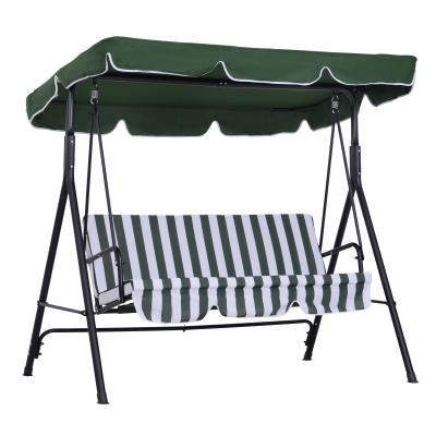 Outsunny Balancelle 3 Places Acier Noir Polyester Vert