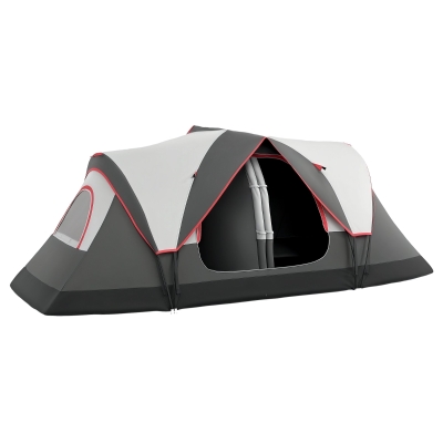 Outsunny Tenda da Campeggio 6 Posti con 2 Stanze Grigio