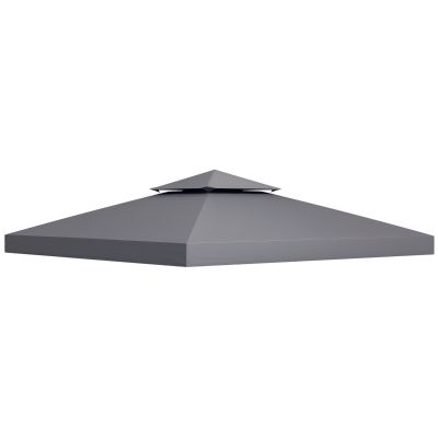 Outsunny Gazebo Top Cover Double Tier Deep Grey 3m