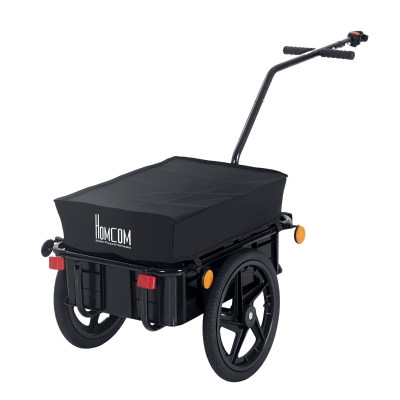 HOMCOM Remolque de Bicicleta 40 kg de Tela Oxford con Reflectores y Estructura de Acero 144x59x80 cm Negro