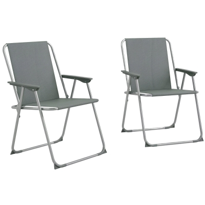 Outsunny Set 2 Sedie da Giardino Pieghevoli con Braccioli Grigio