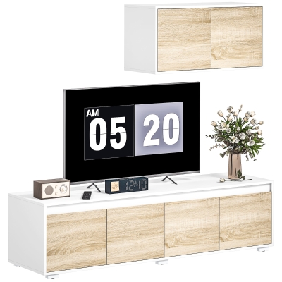 HOMCOM Set 2 Pezzi in Truciolato Mobile TV e Mobile Multiuso Muro