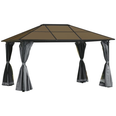 Outsunny Aluminium Gazebo 3x4m Grey with Mesh Curtains