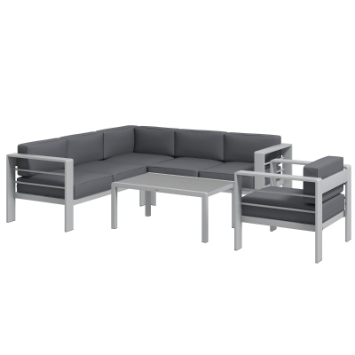 Outsunny 5-Piece Aluminium Garden Sofa Set Grey